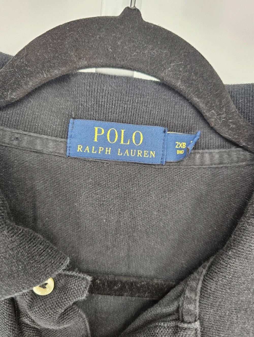 Polo Ralph Lauren Mens Sz 2XB Short Sleeve Polo Shirt Black Cotton